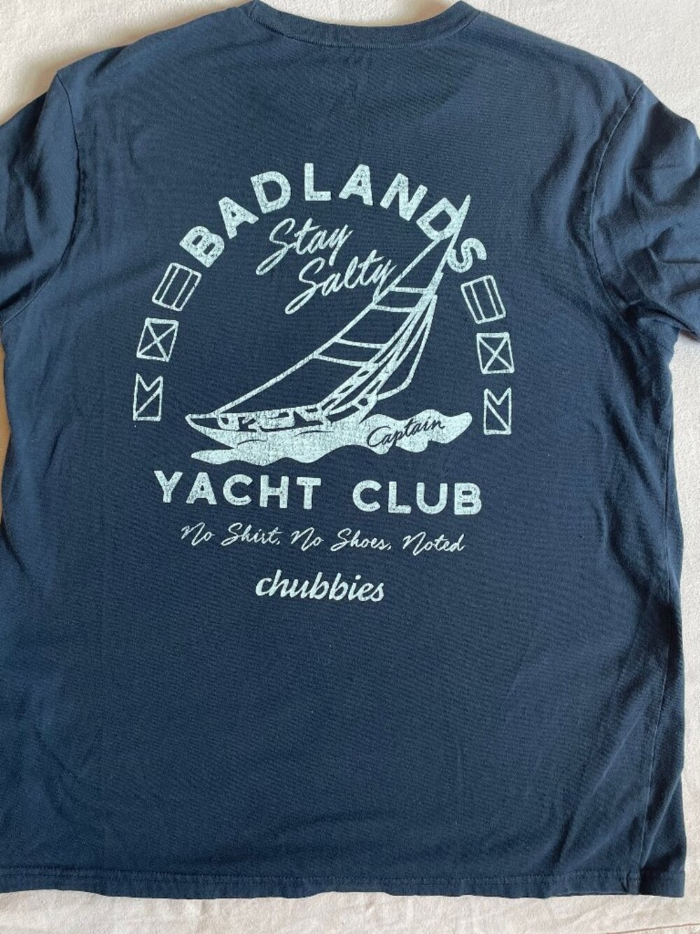 chubbies Navy Tee with Light Blue Yacht Club Graphic